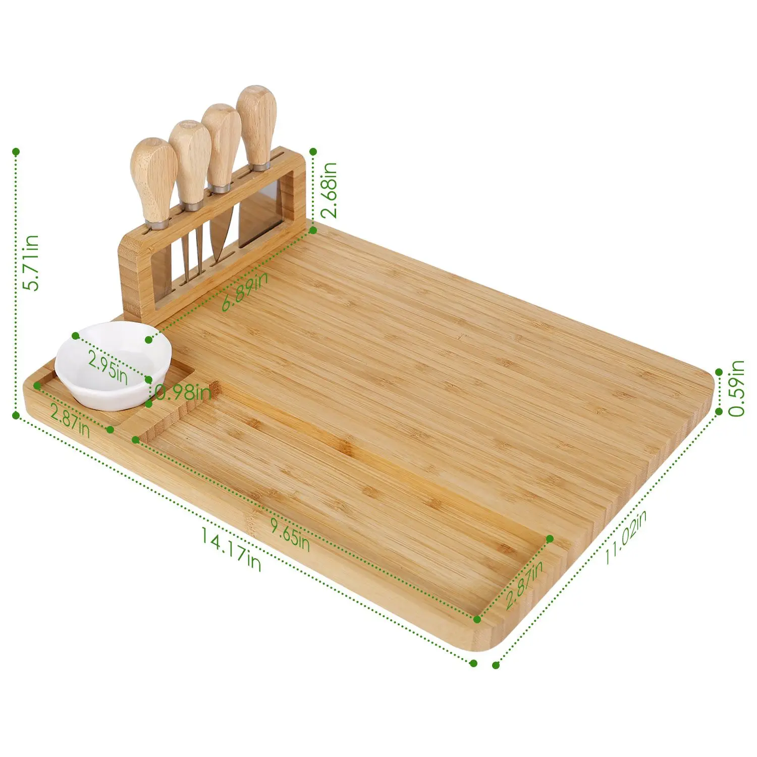 Bamboo Cheese Board Cutlery Set Elegant Charcuterie Platter Tray For Weddings Birthdays Christmas Party Tableware Decorations - Image 3