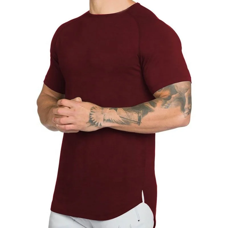 New Men 95 Cotton 5 Elastane Men's Slim Fit Longline T Shirt Longer