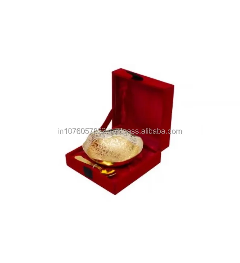 Handcrafted Gold & Silver Plated Bowl And Spoon Setperfect Indian