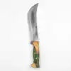 Natural Blonde Burl Wood & Swirled Emerald Green Handle