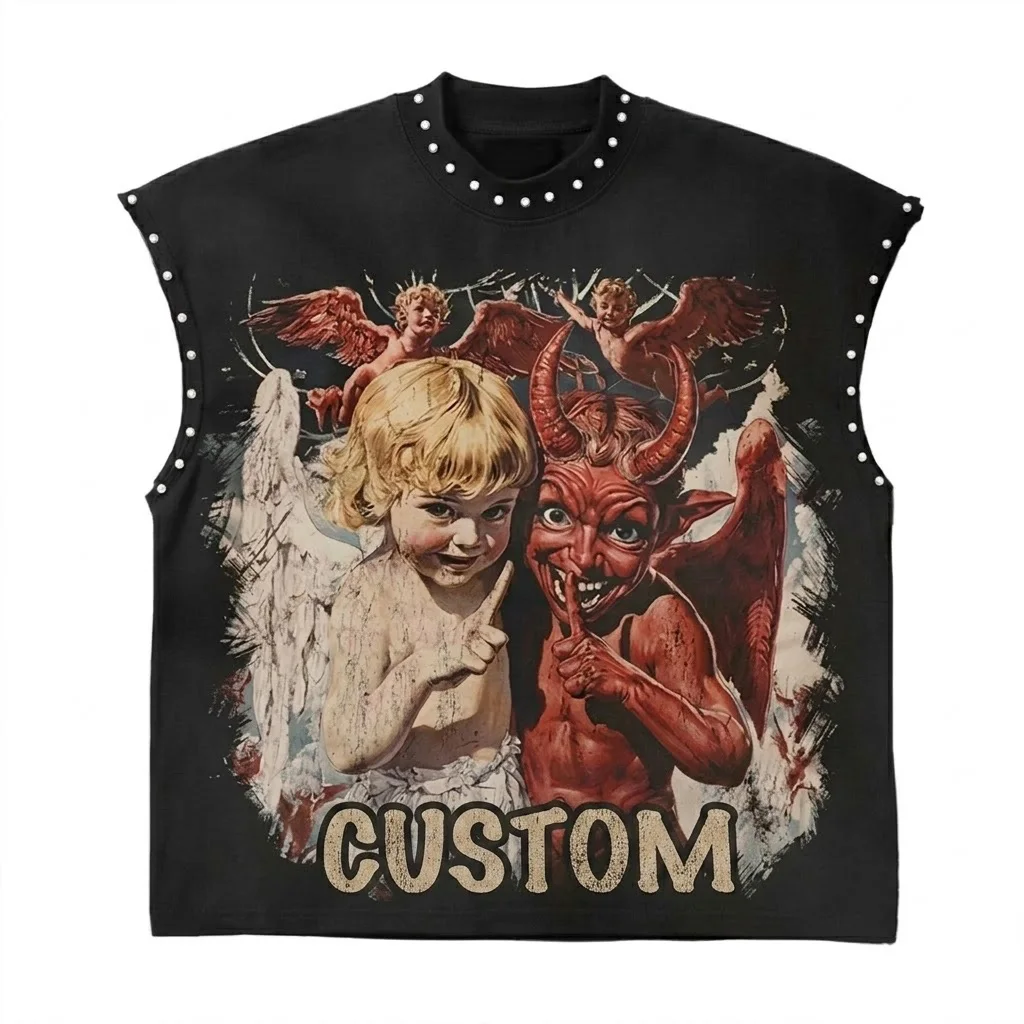 Glory Custom Rhinestone Graphic Printed Tank Top 100% Cotton Jersey Quick Dry Fabric Trendy Style Sleeveless T Shirt For Unisex