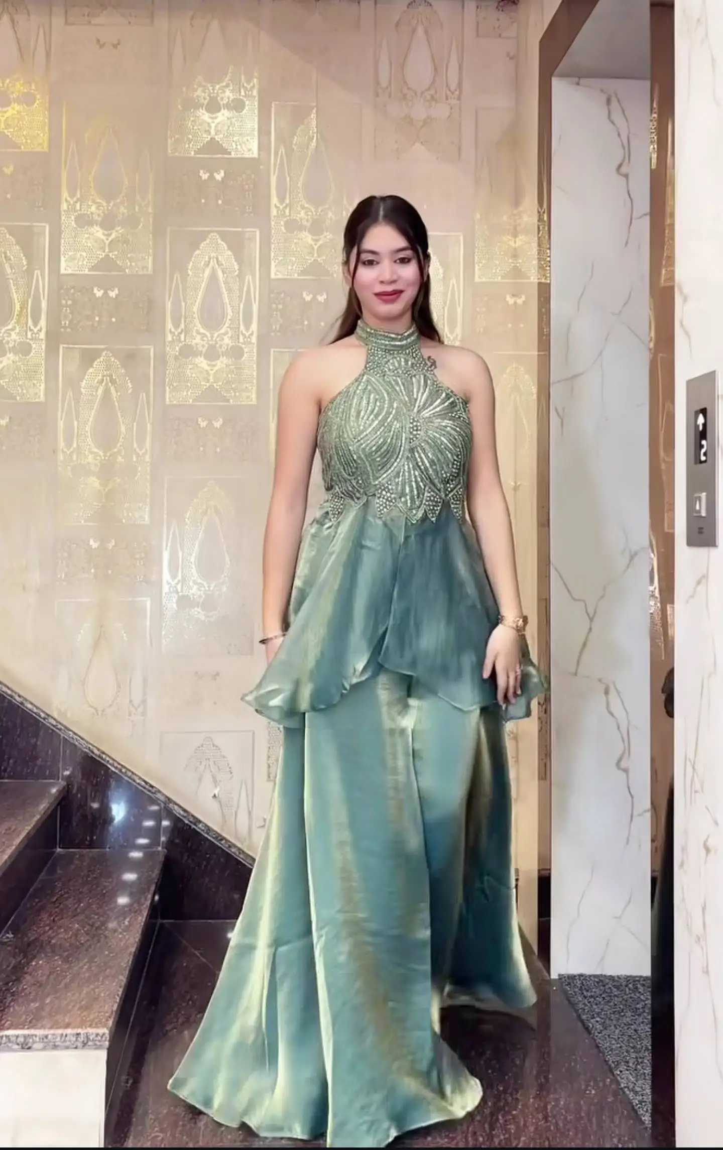 2026 Luxury Halter Neck Party Wear Suit Designer Indo-Western Shimmer Silk  Heavy Embroidery Salwar Kameez Bollywood Quick Dry