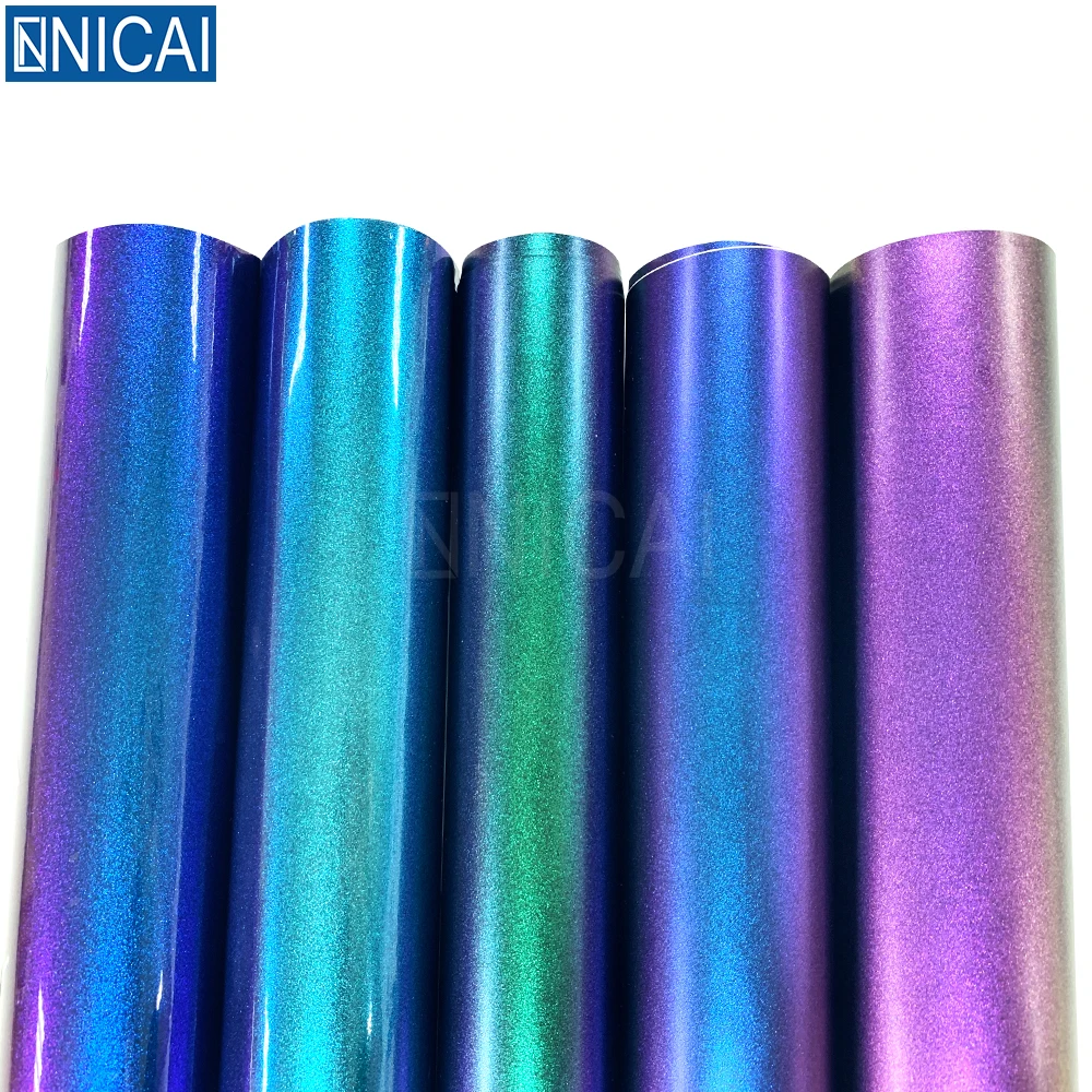 NICAI Автомобильная виниловая фабричная пленка-Хамелеон Алмазная Глянцевая фиолетовая на синюю пленка для автомобиля матовая пленка-хамелеон с изменением цвета