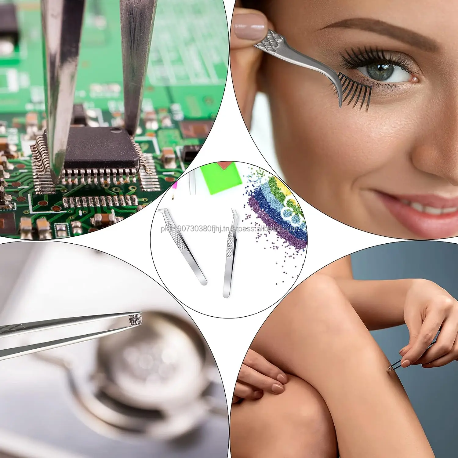 5 Pcs Black Lash Extension Tweezers,Stainless Steel Professional