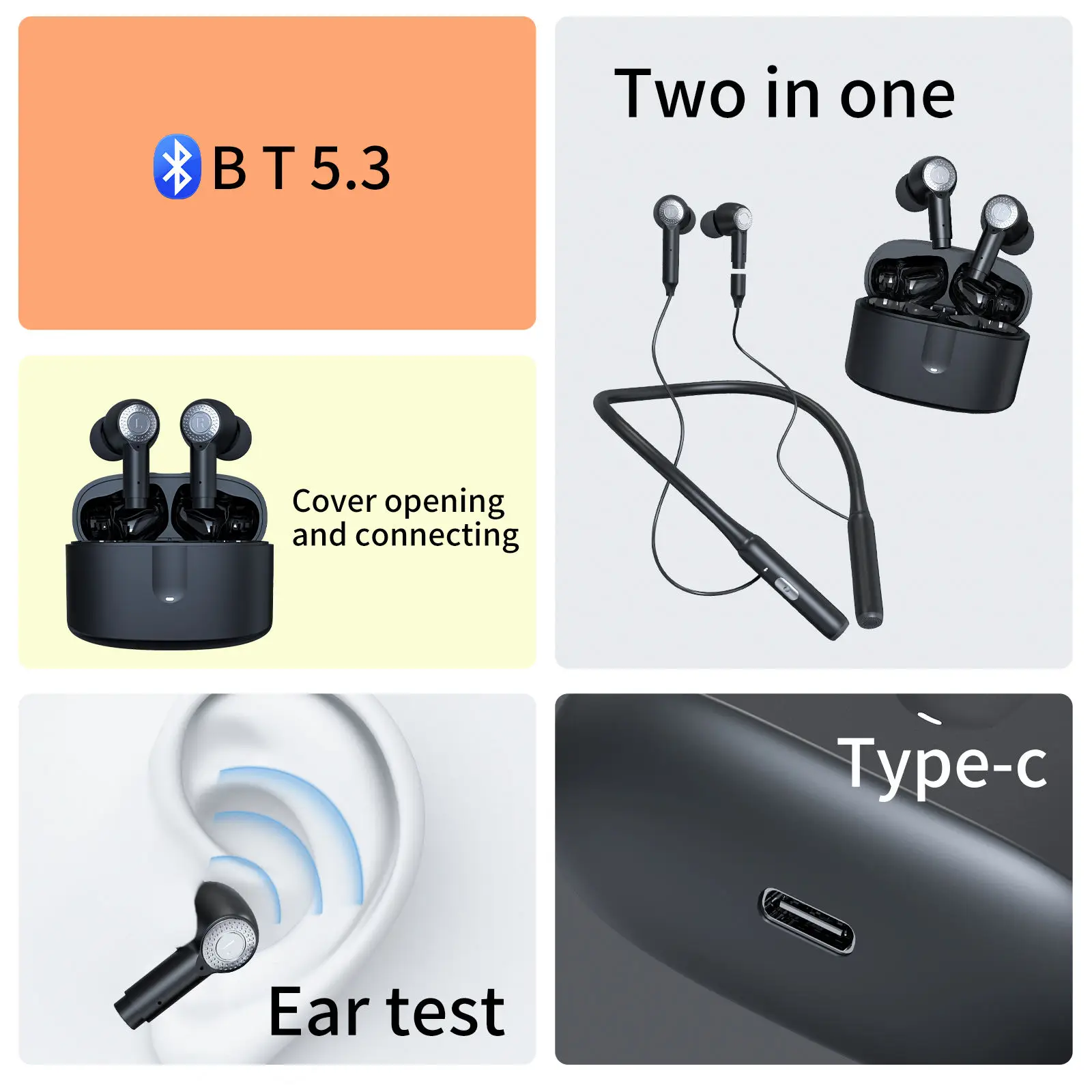 J9 TWS 2 in 1 Unique Product to Sell Online ANC ENC Dual Noise Cancelling Removable Wireless Bluetooth Neckband Earphone Earbuds