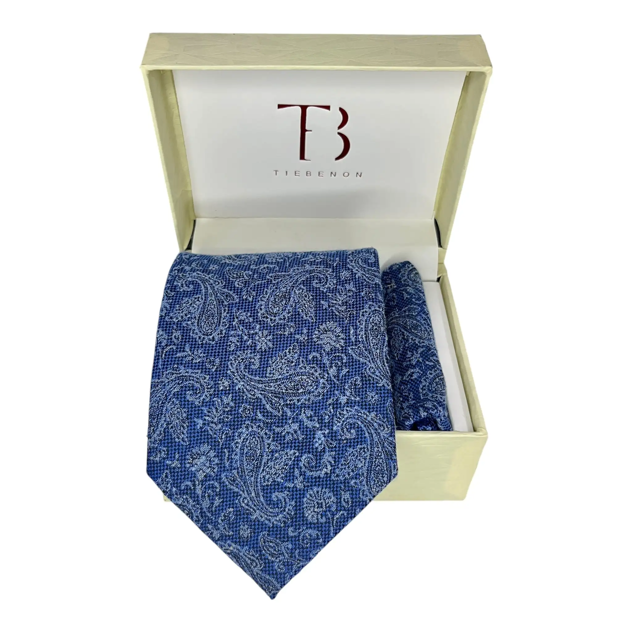 Tie Benon Paisley Broad Pattern Women's Plus Size Cashmere Tie and Pocket Square Combo Set in Lavender Maroon Blue
