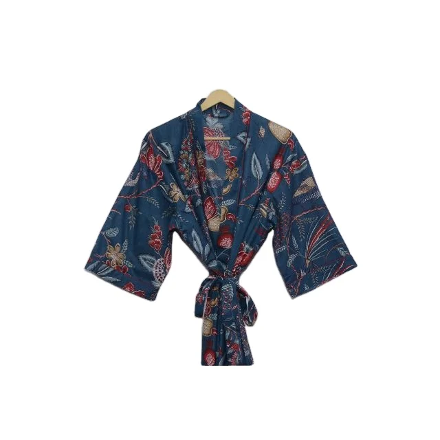 long wear kimono women night maxi free size kimono Indian handmade kimono bath robe Women night gown floral kimono cotton kimono robe