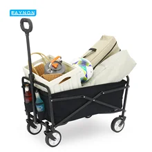 Eaynon Garden Beach Camping Cart Collapsible Folding Wagon Small Foldable Portable Outdoor Black Folding Car for Shopping 70L