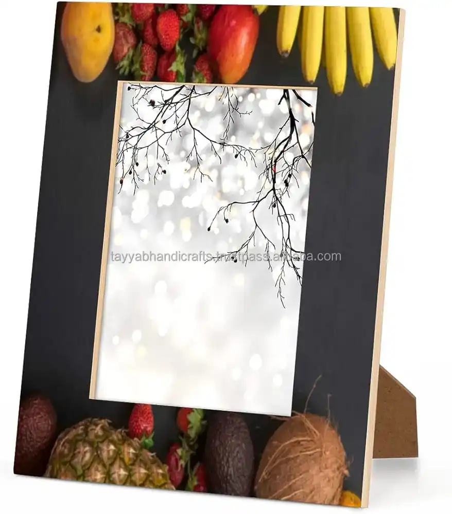 Resin Sunflower Pattern Picture Frame Wood Photo Frame Wall Mounting and Tabletop Display Frame
