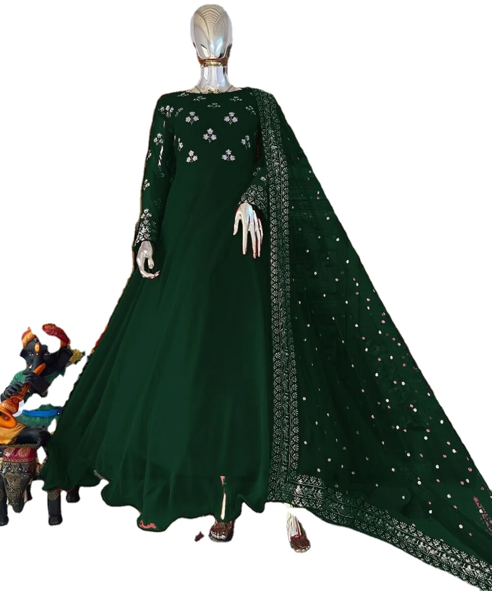 Buy Indian Anarkali Dress Salwar Kameez Suit Green Silk Ethnic Online in  India  Etsy