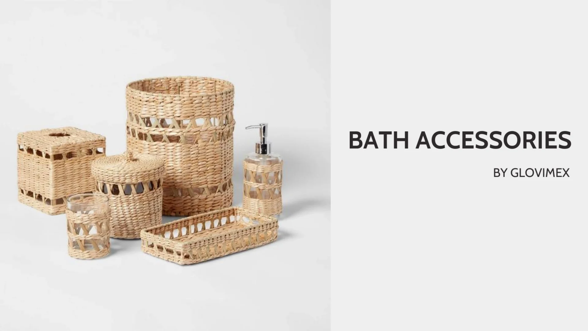 Hot New Design Water Hyacinth Rattan Bath Accessories Set Bathroom