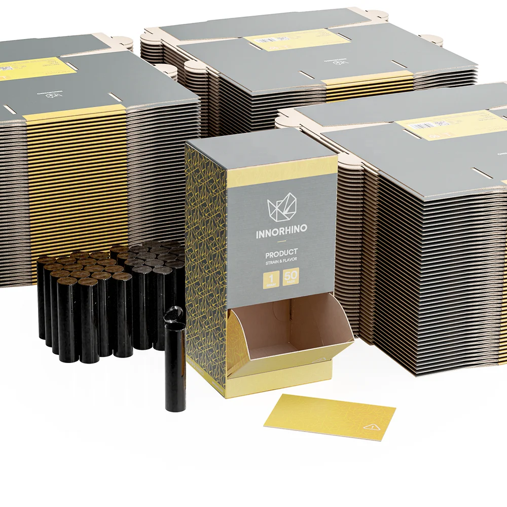Small Sturdy Display Packaging Counter Display Tuck Top Gravity Feed Corrugated Box for Vials and Small Products
