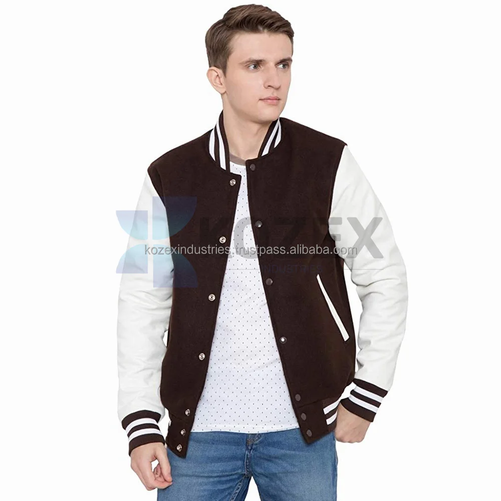Fashionable Men's Varsity Jackets Single Button Closure Wool Made