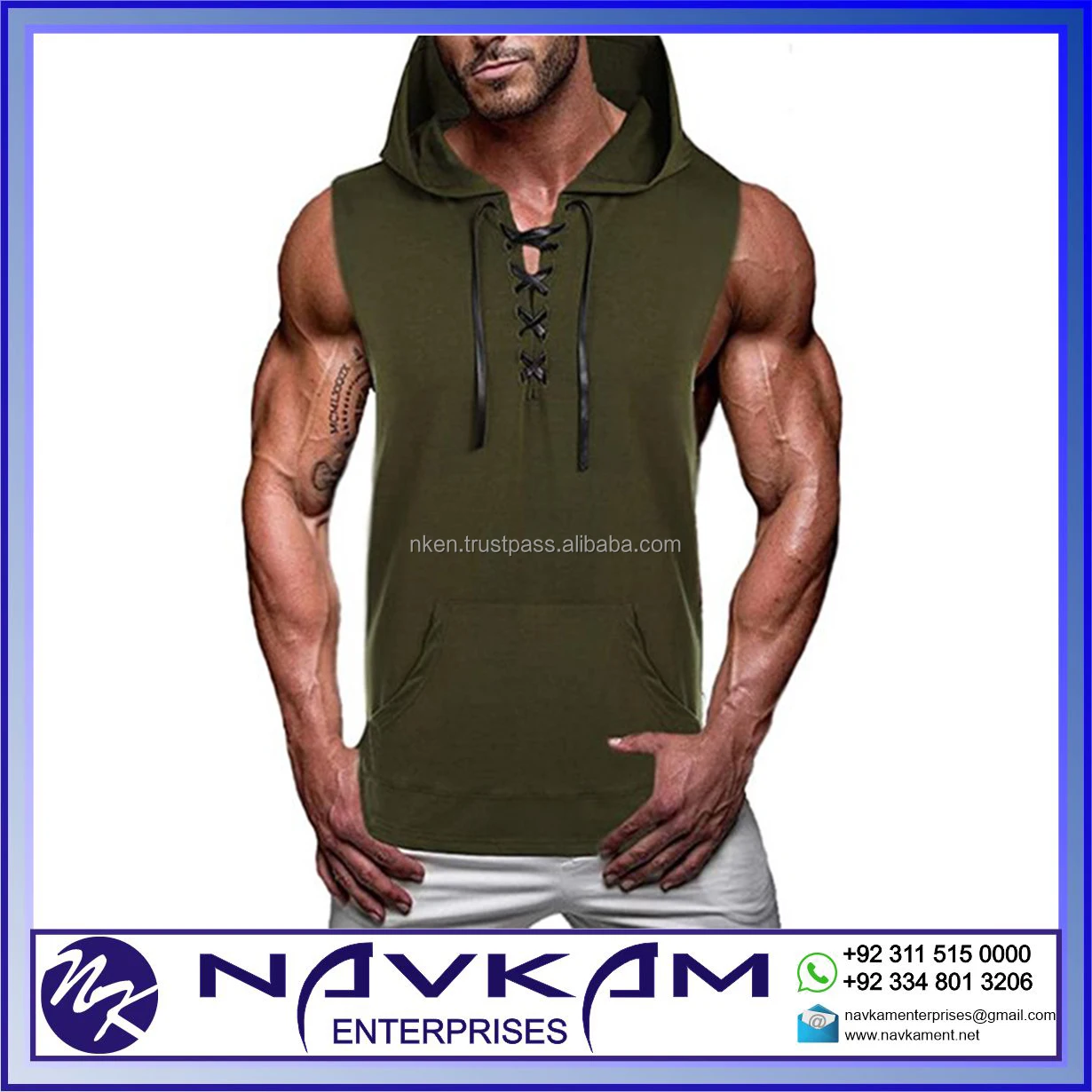 Sportswear Sleeveless Gym Hoodie Cut Off Stringer Tank Top Bodybuilding