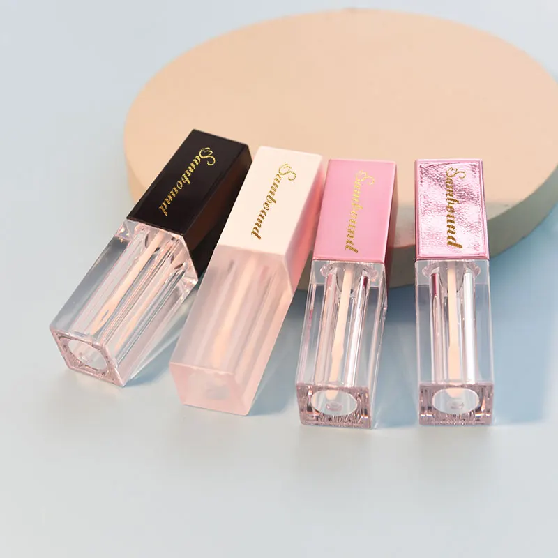 Wholesale Custom Private Label square Unique clear 7ml Lip Gloss Tubes Empty Lip Oil Tubes Cosmetic Tube Packaging