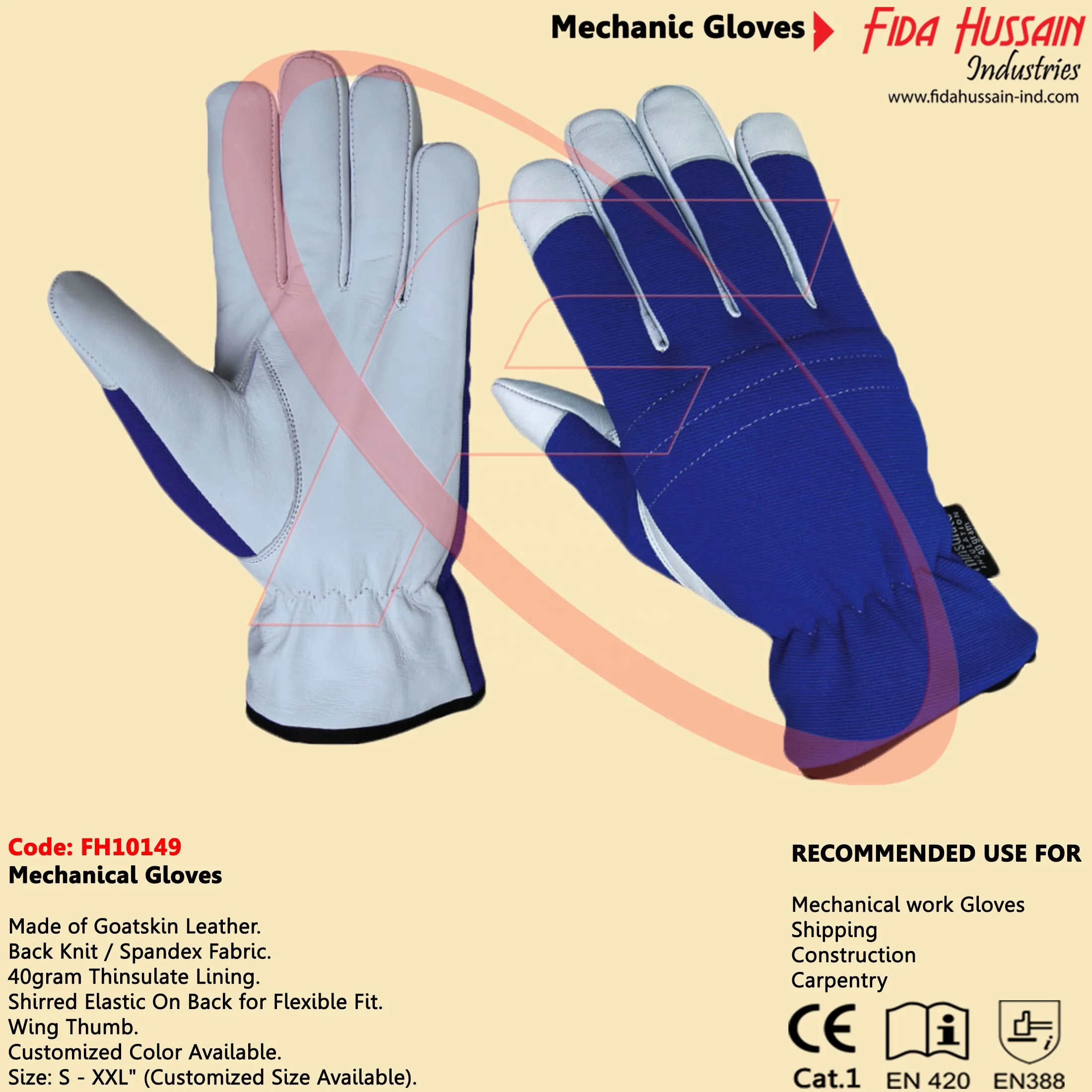 High Performance Anti Vibration Hand Safety Leather Gloves From Pakistan Construction Work Auto Mechanic