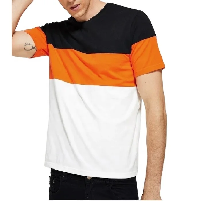 Source Two Color Block Two-tone Braid T Shirt Split Colored Cut And Sew T- shirt on m.