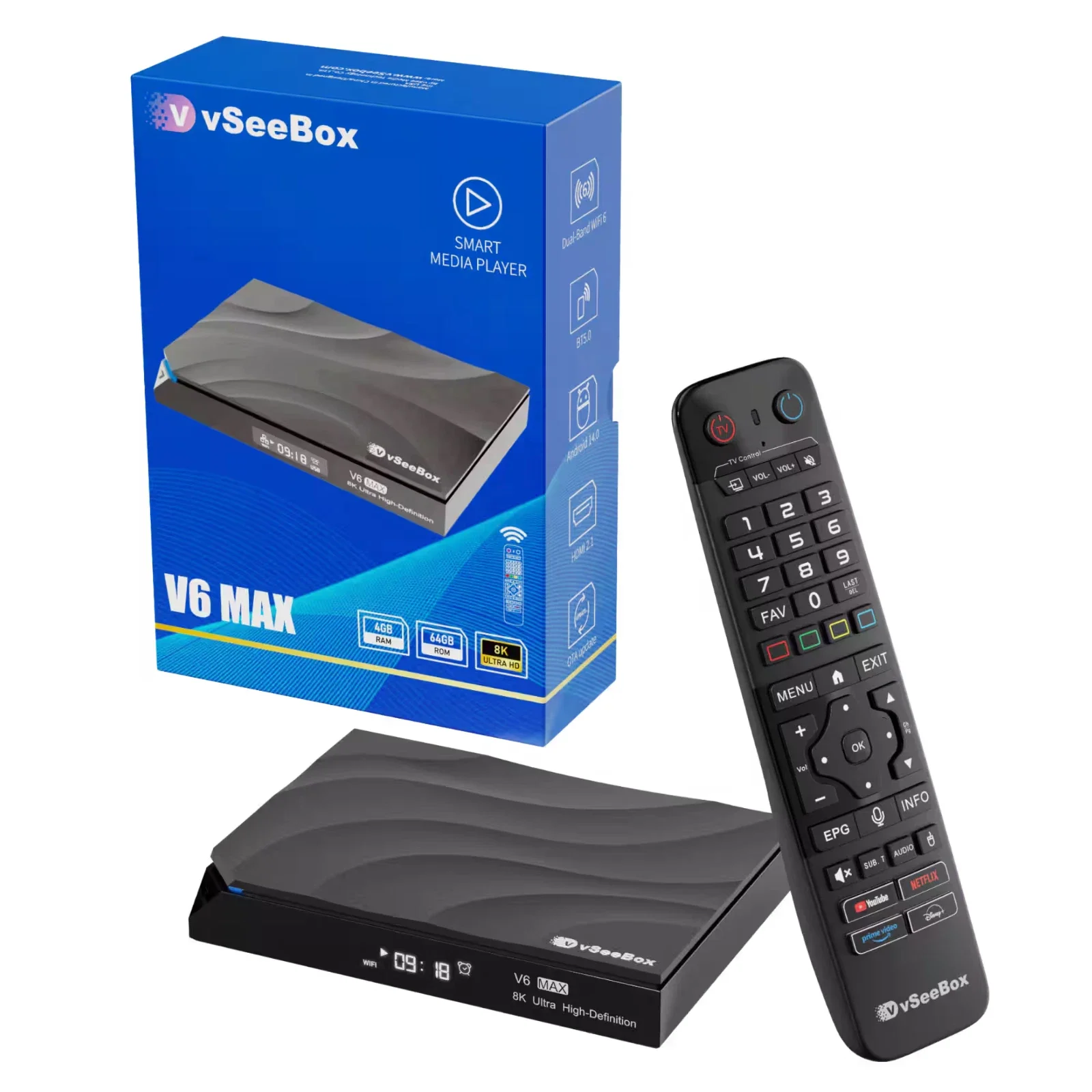 Vseebox V6 MAX Android TV Box - 6K Streaming Live Tv/movies/sports