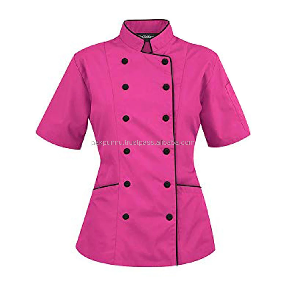 Custom Oem Chef Jacket Chef Uniform For Women Solid Pink Shirt For