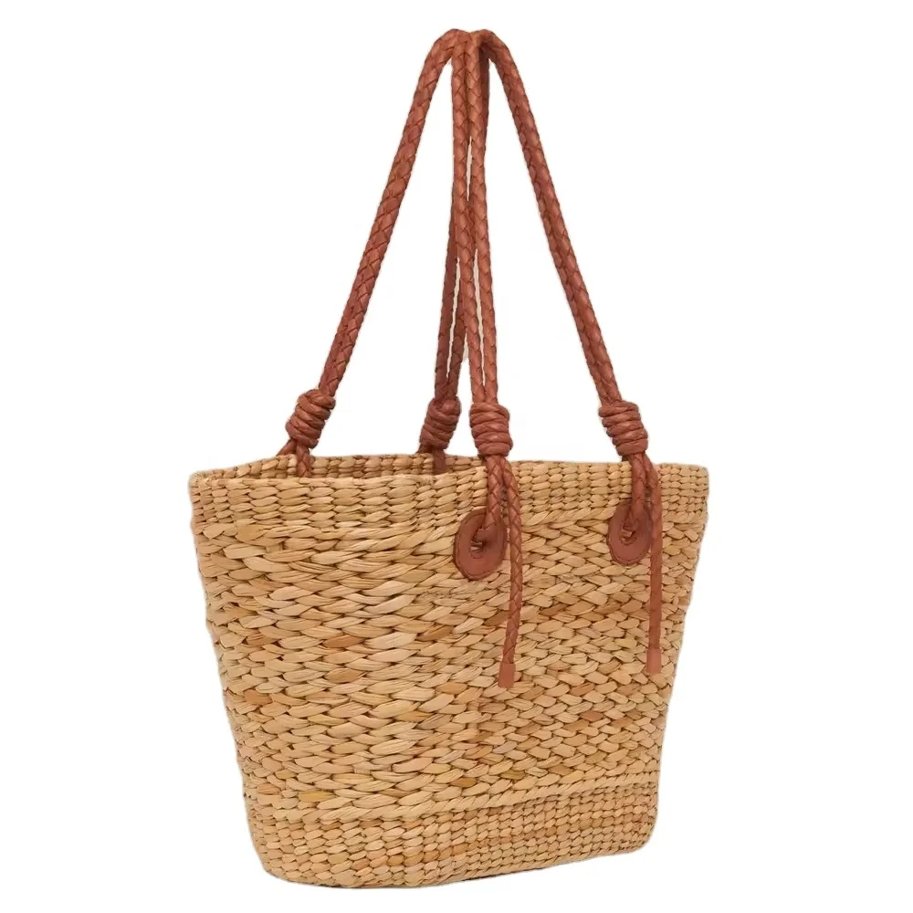 Hot Sale Trendy Large Straw Beach Bags Black Handle Straw Handbag Fashionable for Lady Women Nhatminh Vietnam