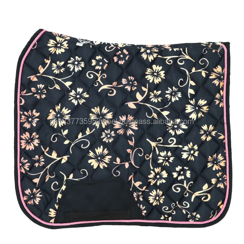 Black Cotton Printed Sublimation Jump Cut Saddle Pad Sottosella