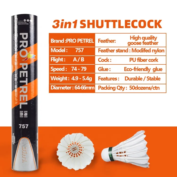 3in1中国オリジナルメーカー卸売バドミントンフェザーシャトル