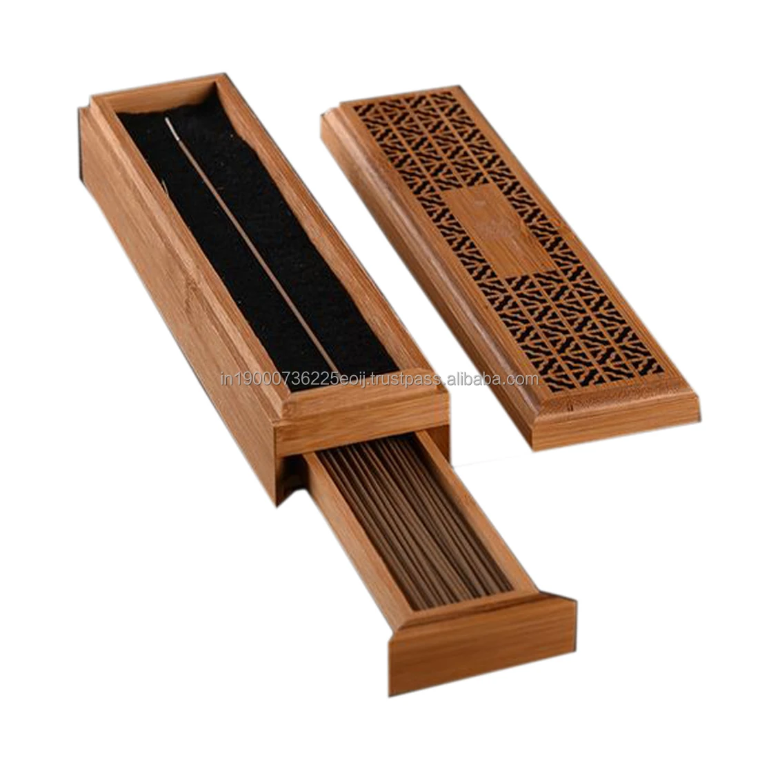 Rect Shape Black Color Wood Incense Burner Holder Mubkhar Bakhoor