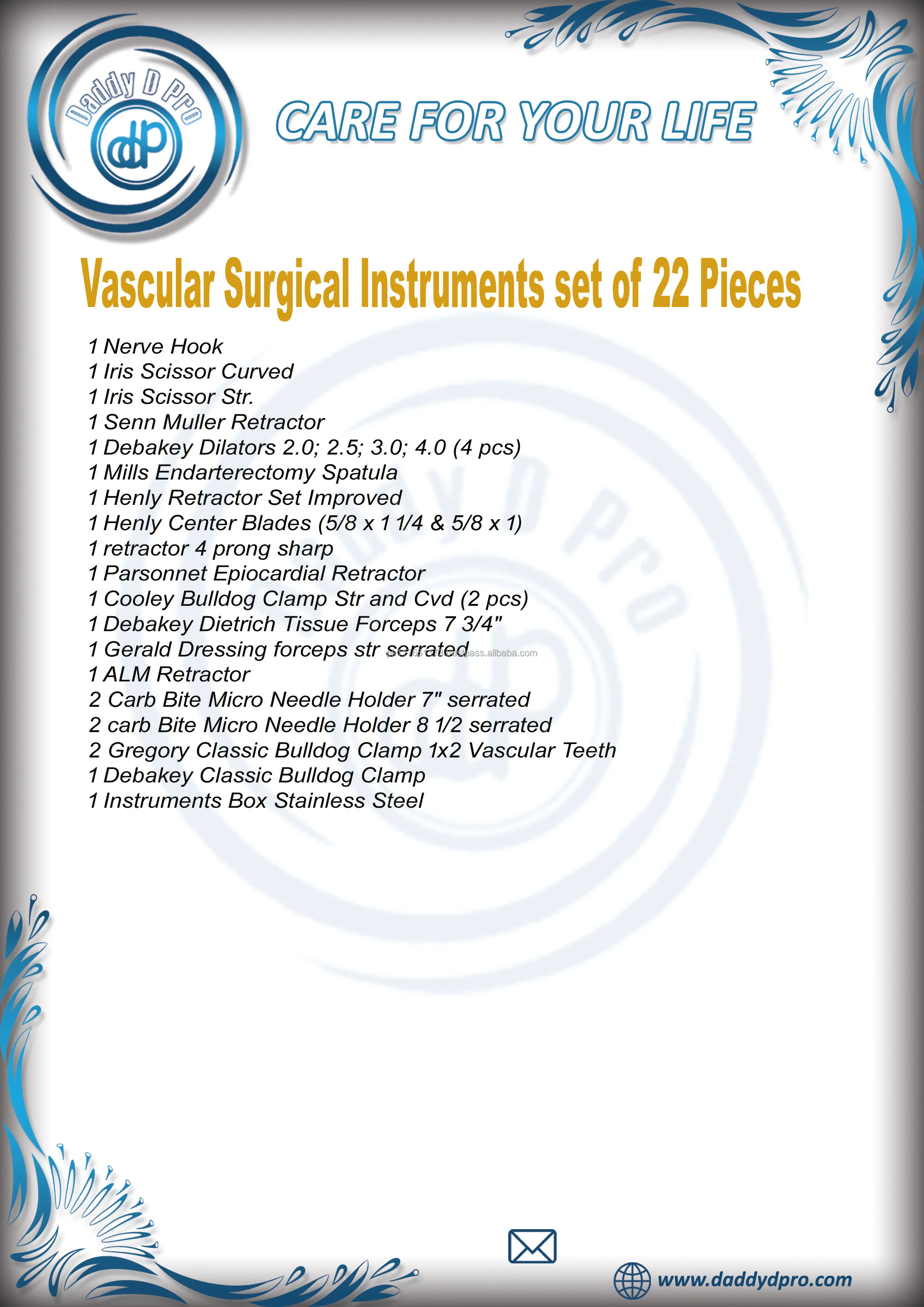 New Basic Vascular Surgical Instrument Set Of 22 Pcs Stainless Steel ...