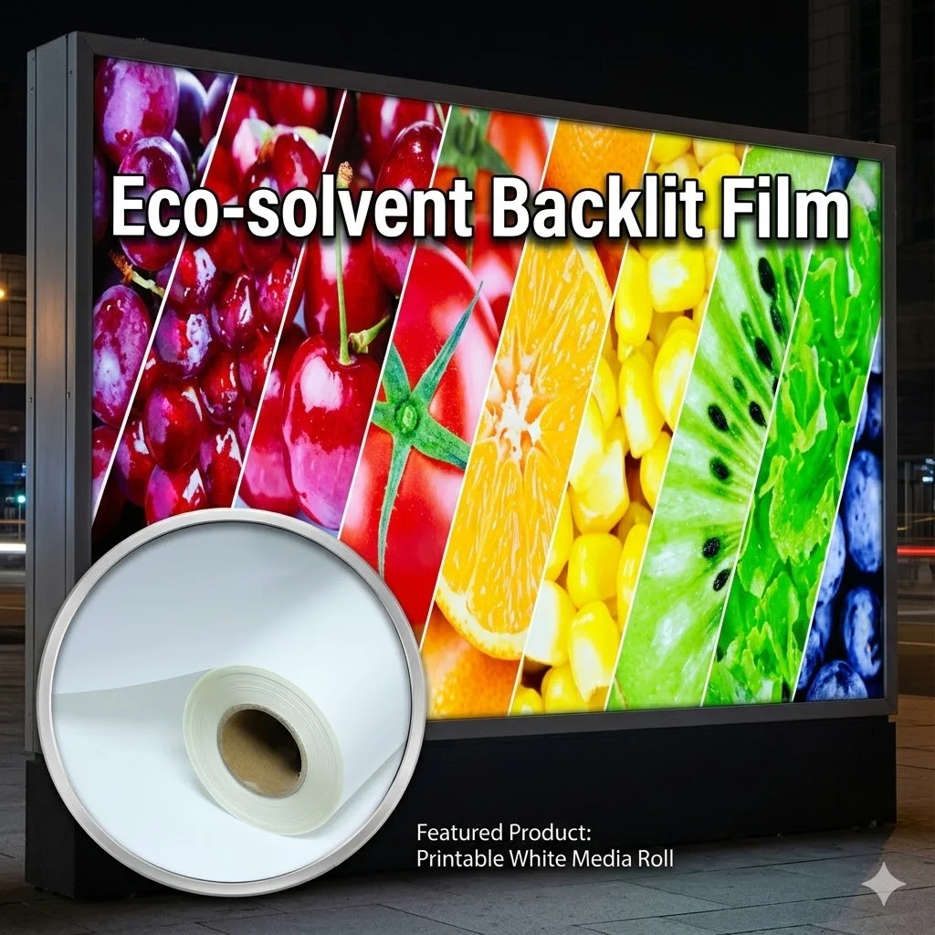 High Quality Front Print Backlit Film, Eco Solvent Ink Compatible Anti Curl Vivid Color for Retail Store Light Box Sign