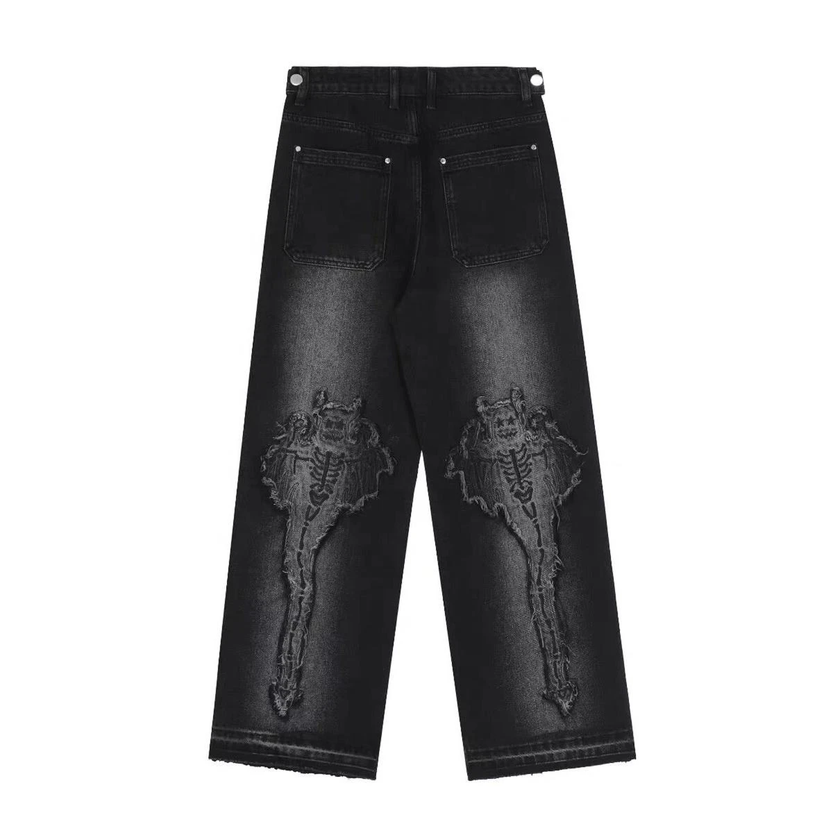Glory Zone Premium Latest Design Custom Distressed Star Patch Baggy Fashion Designer Quality Jeans