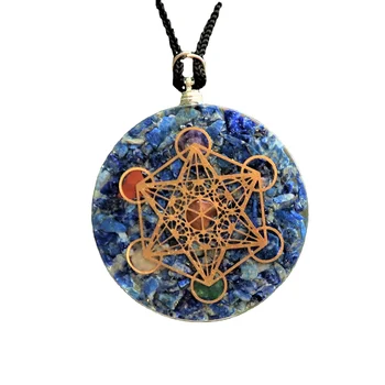 Hand made lapis lazuli orgone pendant:metatron pendant:orgone pendant:reikii healing buy from taiba agate
