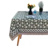 Green White Printed Tablecloth