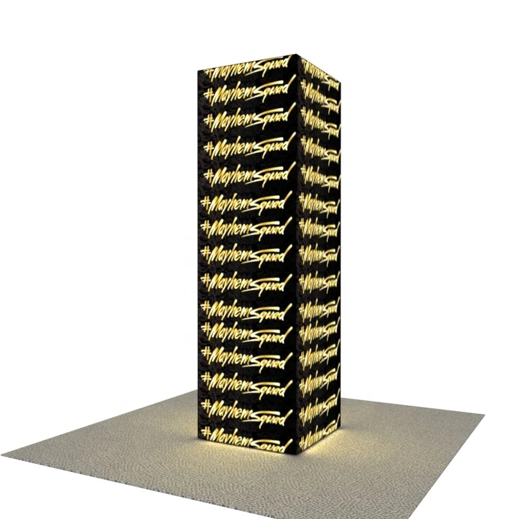 10ft Quick Assemble Trade Show Tower Tension Fabric Square Column with Modular LED Backlit Advertising Exhibition Pillar Display