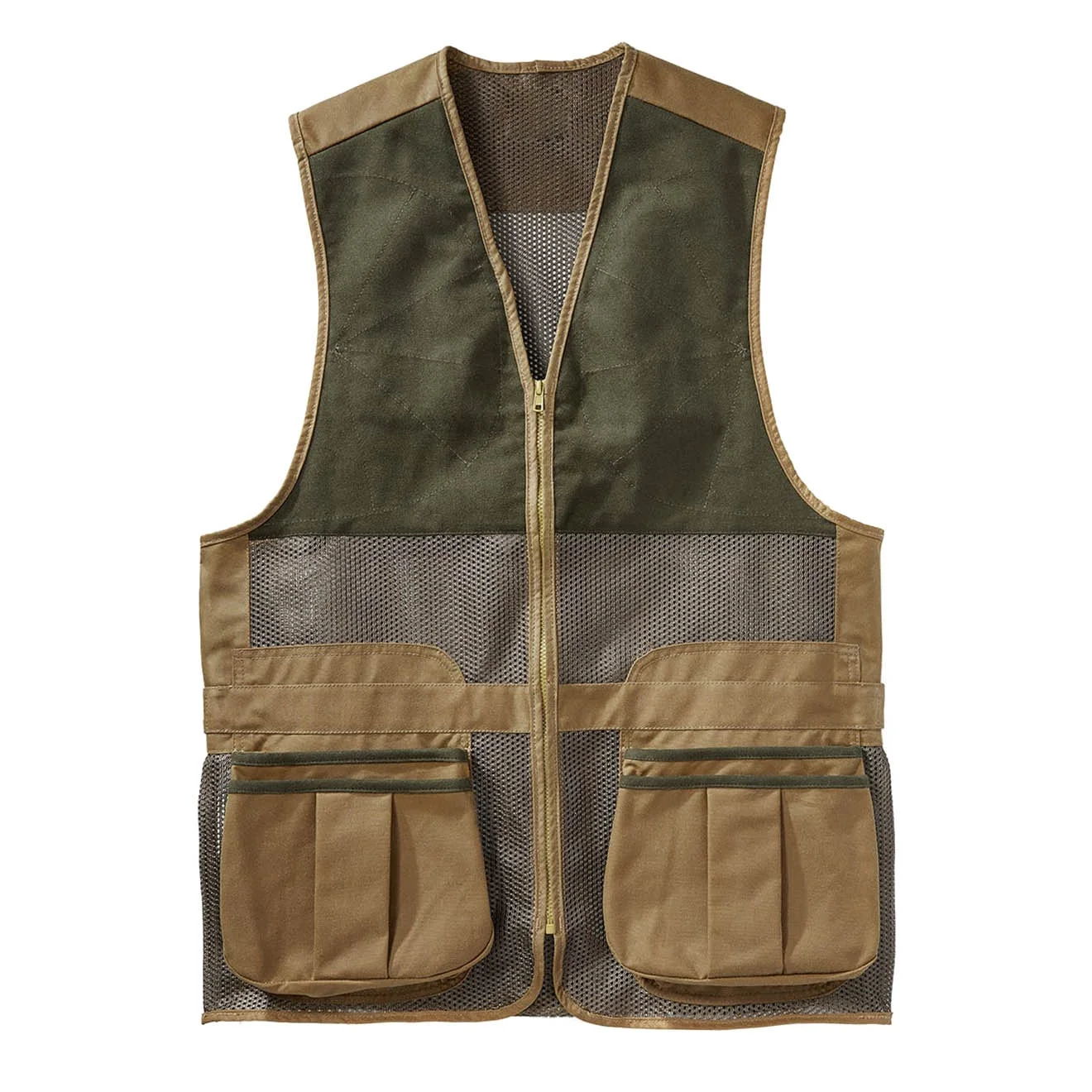 Custom Cotton Mesh Shooting Vest Green And Tan Color Buy Clay