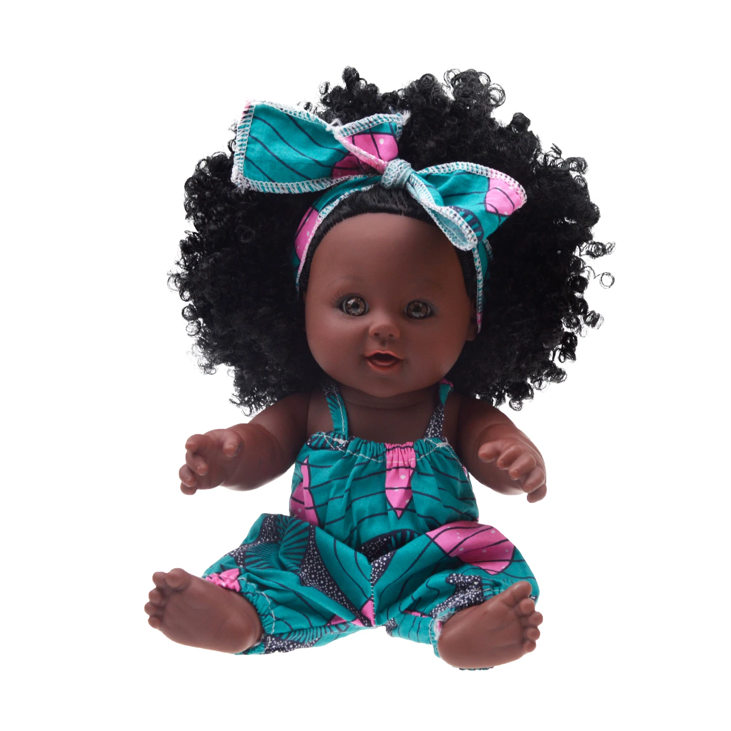 Tusalmo 12-Inch Black Doll Hot Soft PVC Mini Model Toy for Girls Christmas  Gift with Cloth Torso and Plastic Body for Play