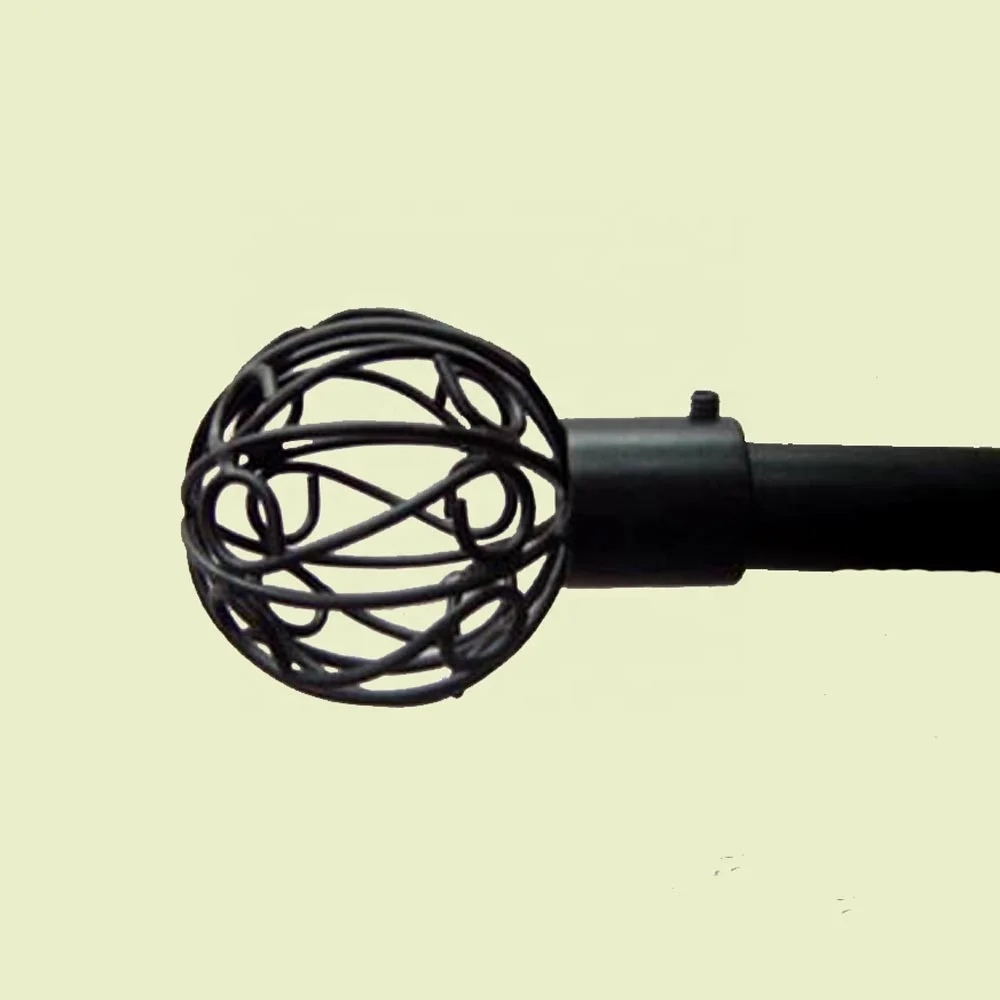 รั้วเหล็กดัดแบบลูกเหล็กสีดำ,ราวผ้าม่านเหล็กดัดตกแต่งพื้นผิวราวแขวนผ้า