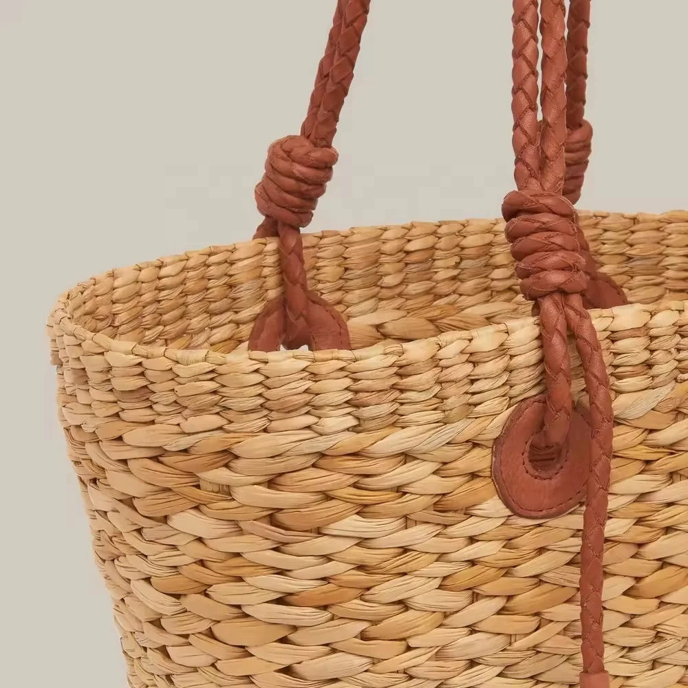 Hot Sale Trendy Large Straw Beach Bags Black Handle Straw Handbag Fashionable for Lady Women Nhatminh Vietnam
