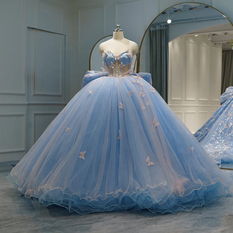 blue butterfly prom dress Butterfly Sea Breeze Gown– Teuta Matoshi main image 0
