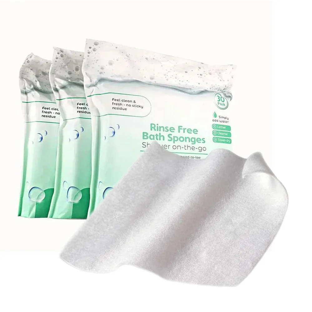 All In One Single Use Disposable Presoaped Waterless Shower Washing No