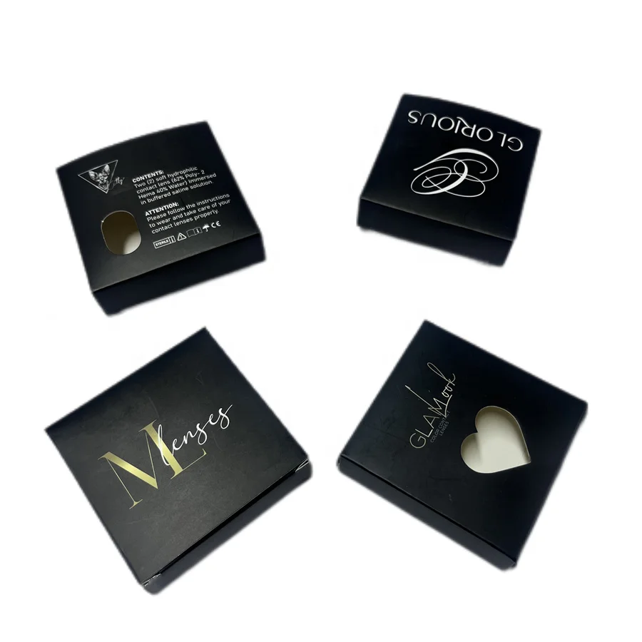 Lens Box Customized with Company logo for 1 Pair Contact Lenses Packaging Paper Box with Labels