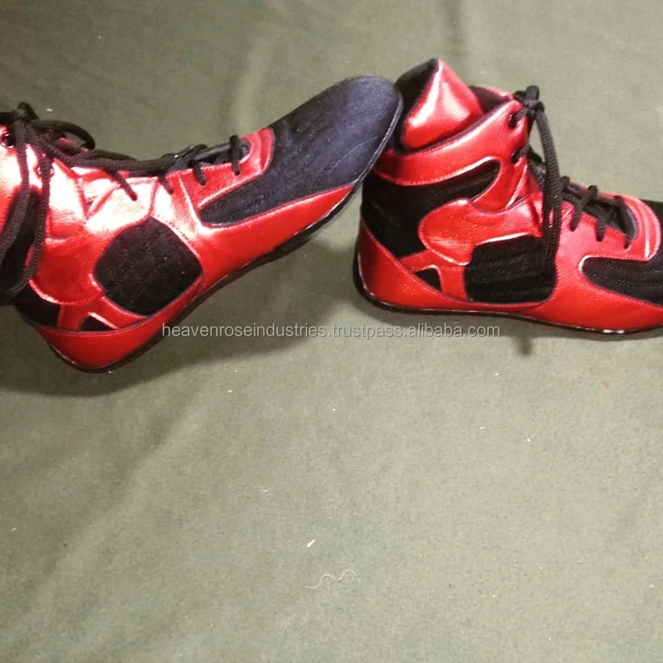 Pu Mesh With Sublimation Printing Boxing Shoes Wrestling Shoes Non Slip