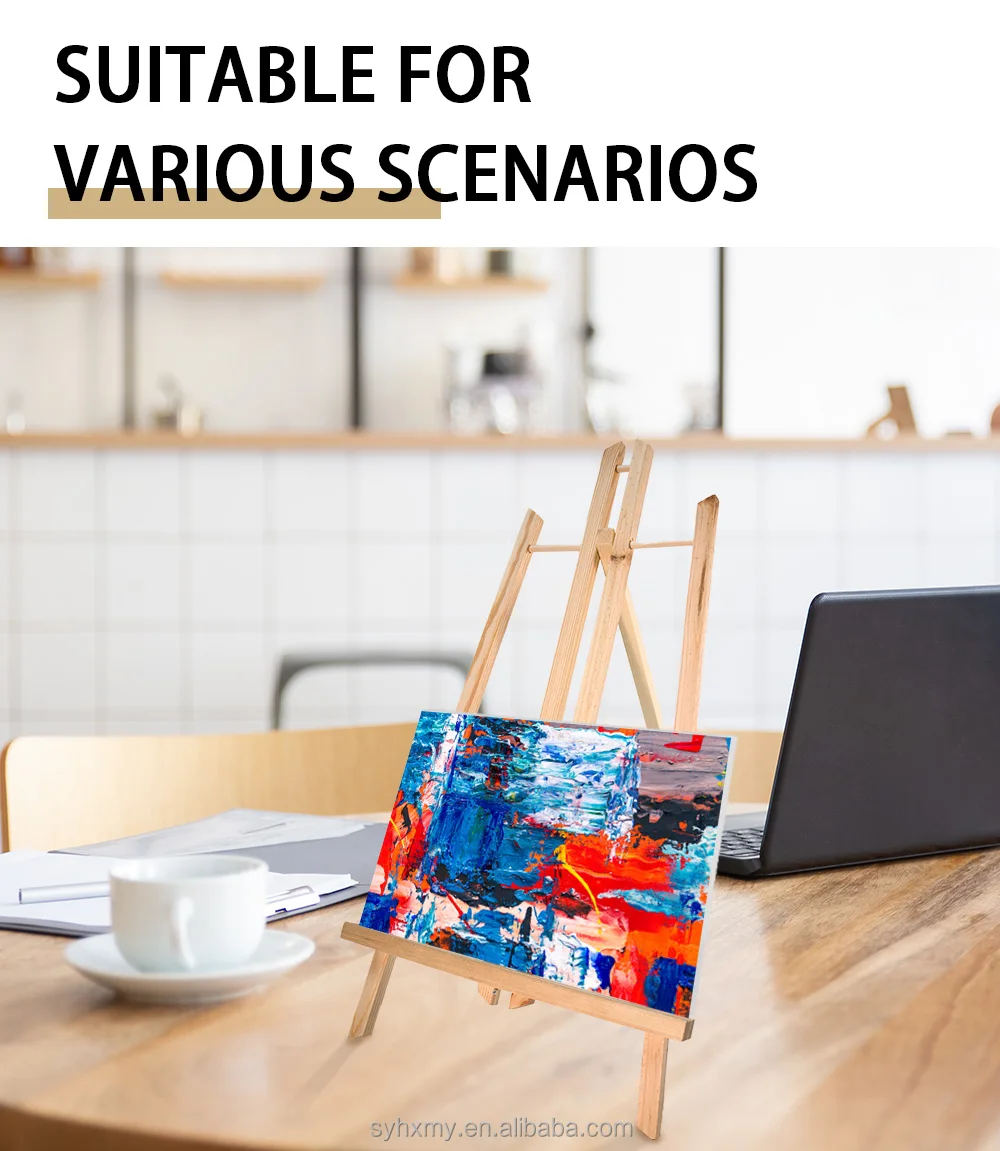 Desktop Easels 30cm Pine Wooden Triangle Art Easel Adjustable For Kids