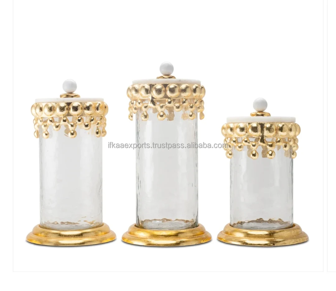 Decorative Glass Canisters With Metal Lid For Home And Kitchen Buy