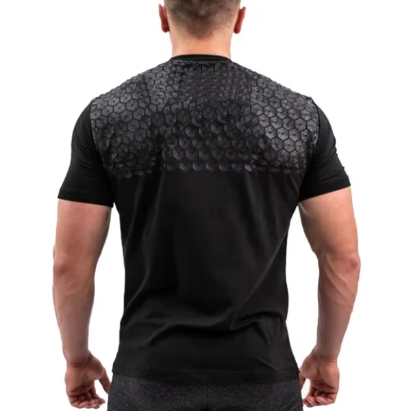 Custom Printing Stretch Breathable Grip Men's Slim Fit T-Shirts 90% Cotton 10% Spandex Sporty Gym Wear in Black Spring Season