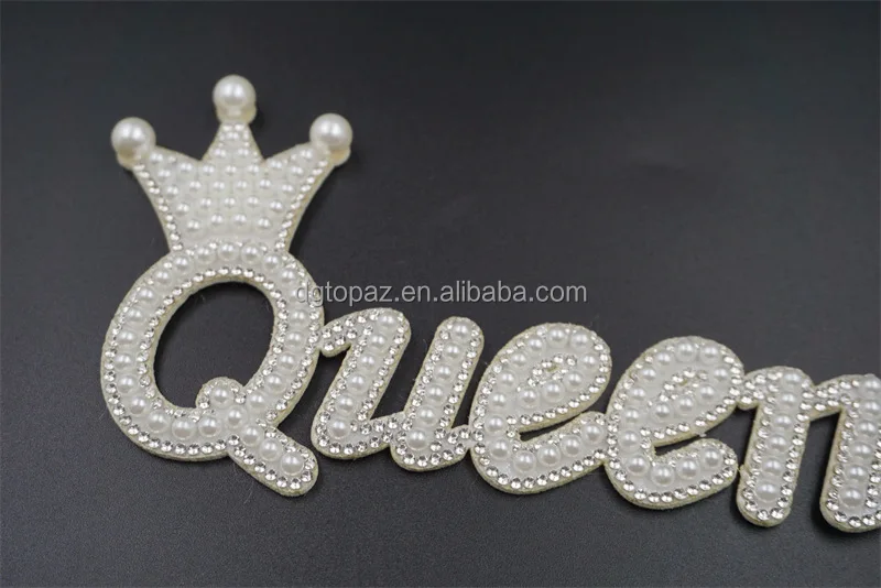Crown with queen Bridal Bling Glitter Letters Patch Alphabet Applique Letter Stickers for DIY Clothes Bags Shoes