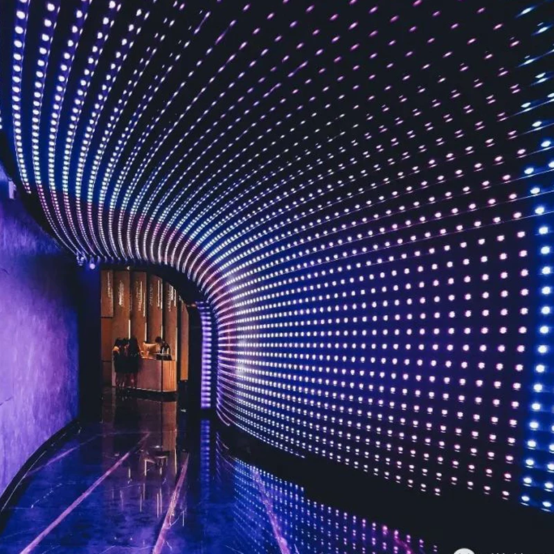 P31.25 Transparent Soft LED Mesh Screen Flexible LED Mesh Video Wall for Glass Facade Lighting in South Africa