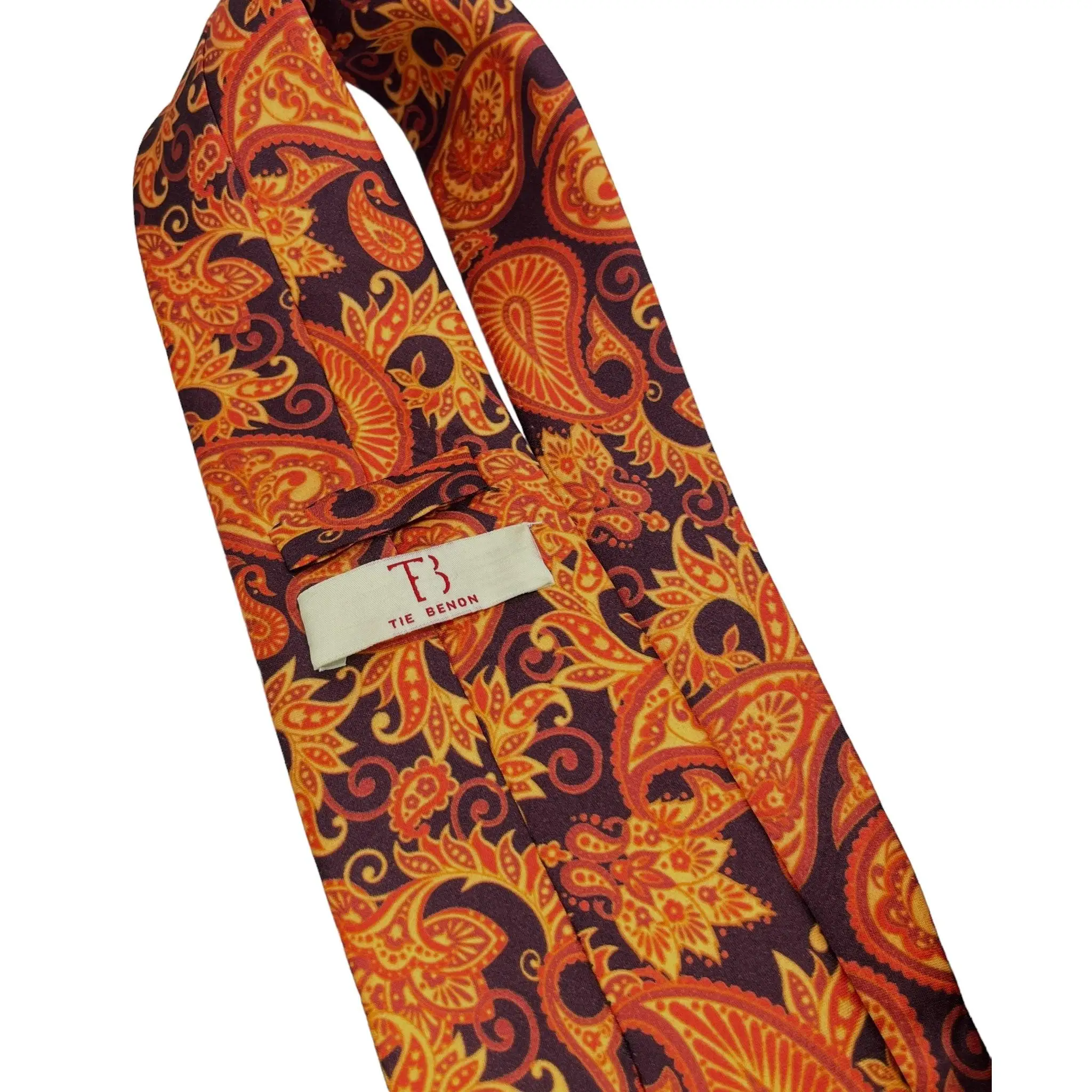 Elegant Copper Paisley Printed Silk Tie Fashion Accessory