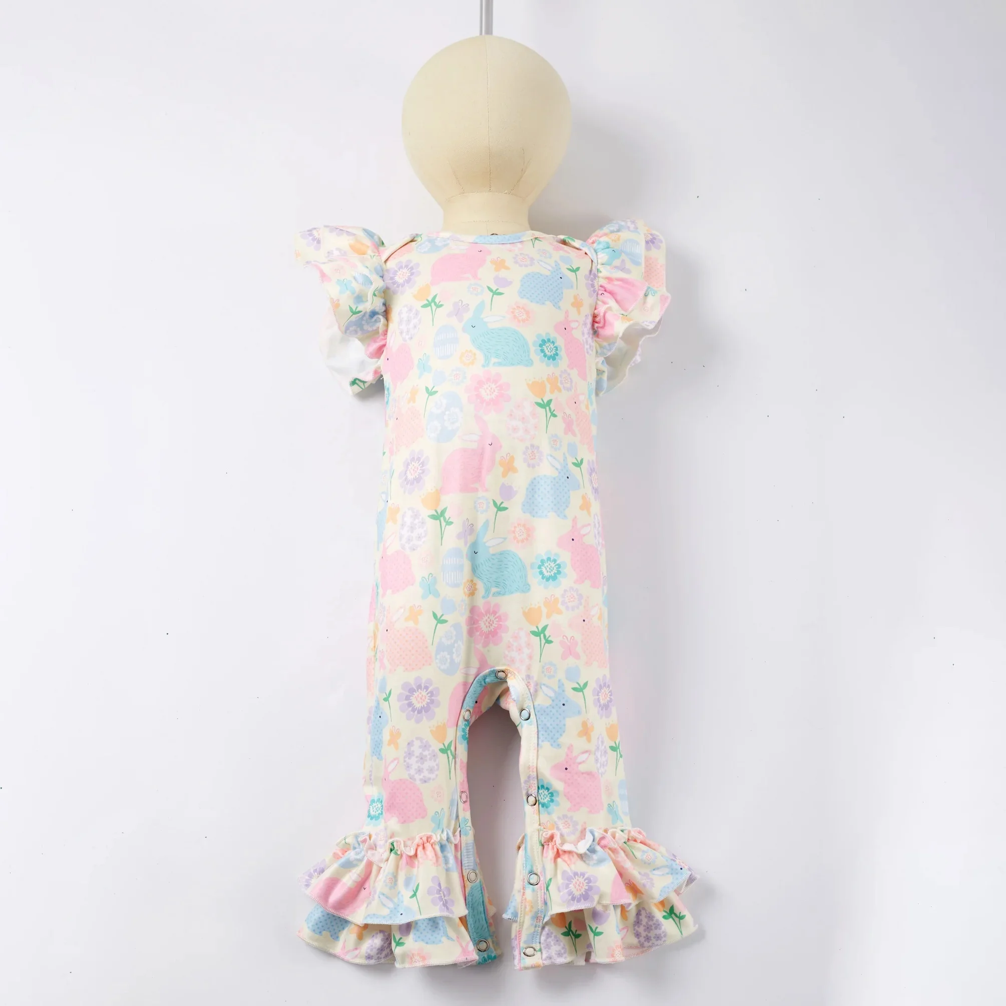 New Design Summer Custom All Over Print Knitted Ruffles Shoulder Legs