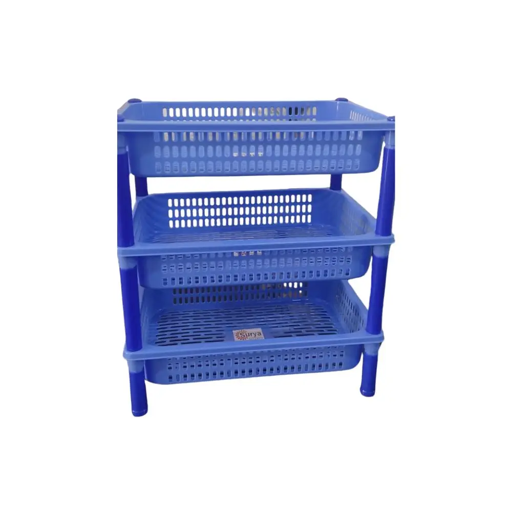 Multi-Functional 3-Set Plastic Storage Trolley Durable Small Space Spice Rack for Kitchen Use