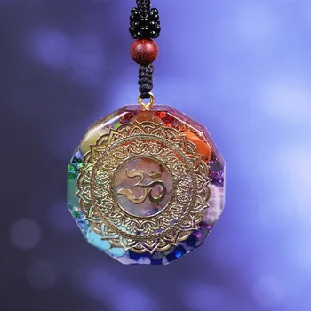 Crystal Chakra Orgonite Energy Pendant OM Orgonite Necklace Bring Lucky Necklace | Wholesale Orgone Pendants